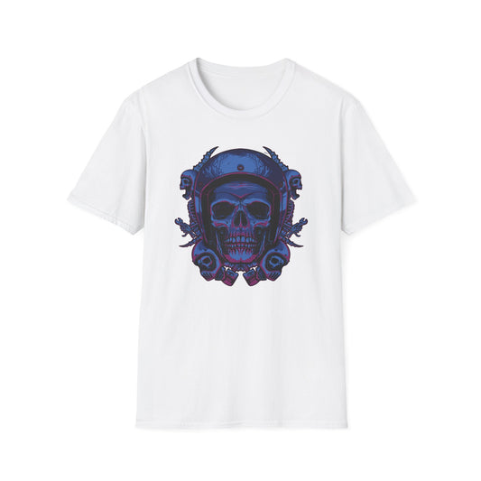 Epic Biker Skull T-Shirt | Mechanic Engine Design | Vintage Motorcycle Hot Rod Graphic Tee | Rebel Rider Gift