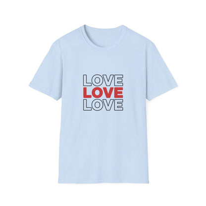 Vibrant 'LOVE LOVE LOVE' T-Shirt | Modern Red & Outline Design | Express Your Passion | Stylish Unisex Tee Gift