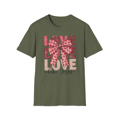 Charming Pink Heart Bow 'LOVE' T-Shirt - Sweet Valentine's Day & Romantic Women's Graphic Tee