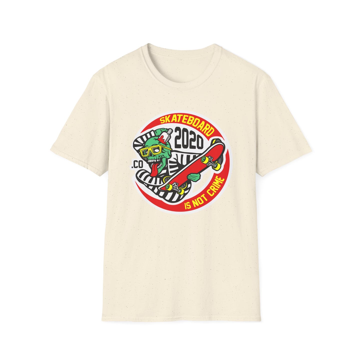Rad Skater Zombie T-Shirt - 'Skateboard 2020 Is Not Crime' Bold Graphic Tee | Epic Streetwear Statement Apparel