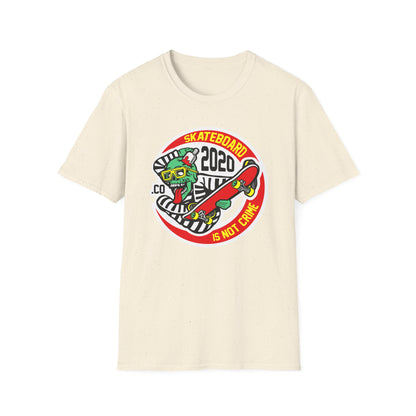 Rad Skater Zombie T-Shirt - 'Skateboard 2020 Is Not Crime' Bold Graphic Tee | Epic Streetwear Statement Apparel