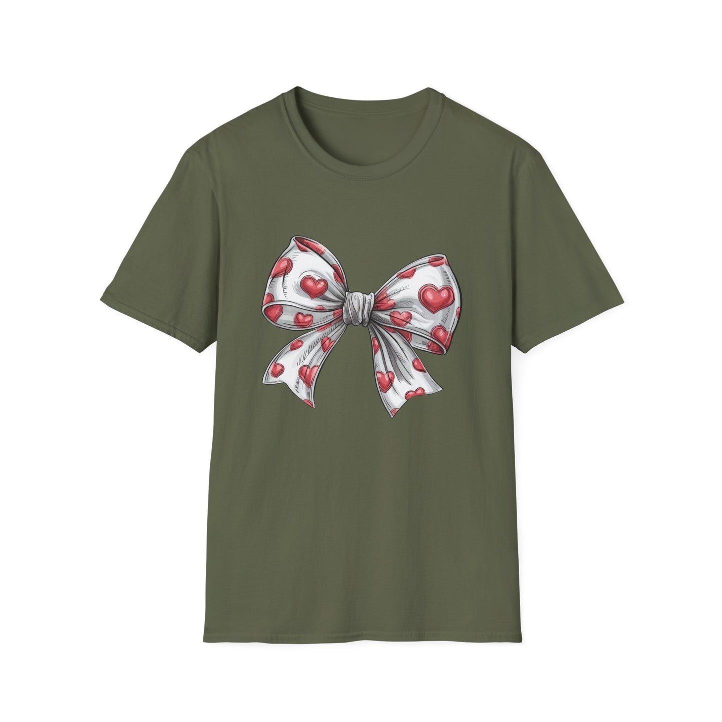 Charming Red Heart Bow T-Shirt - Sweet Valentine's Day & Love Graphic Tee for Women & Girls