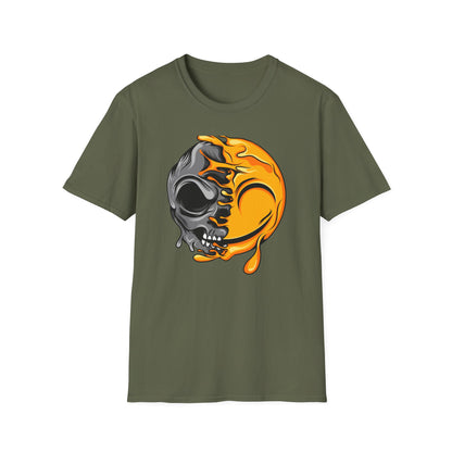 Vibrant Melting Skull & Sun T-Shirt | Psychedelic Dripping Skull Art Tee | Edgy Streetwear Graphic Tee