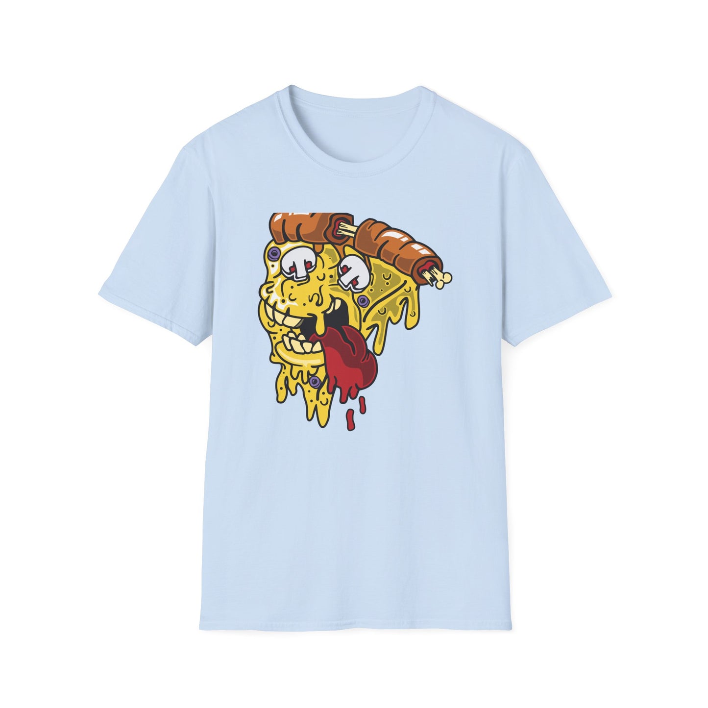 Dripping Zombie Pizza Slice T-Shirt - Ghoulish Horror Foodie Monster Tee for Halloween & Unique Style
