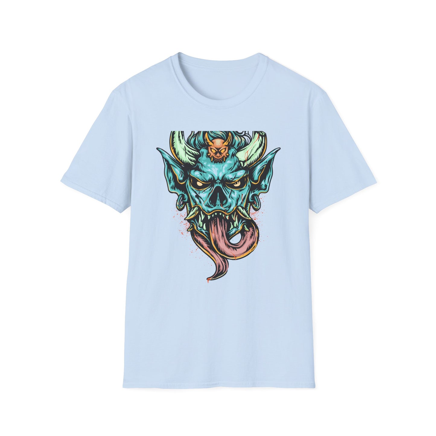 Vibrant Oni Demon Mask T-Shirt | Epic Japanese Folklore Monster Tee | Bold Streetwear & Goth Style Apparel