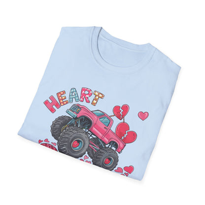 Bold Heart Crusher Monster Truck T-Shirt | Sassy Anti-Valentine's Day Tee | Funny Broken Heart Love Graphic Apparel