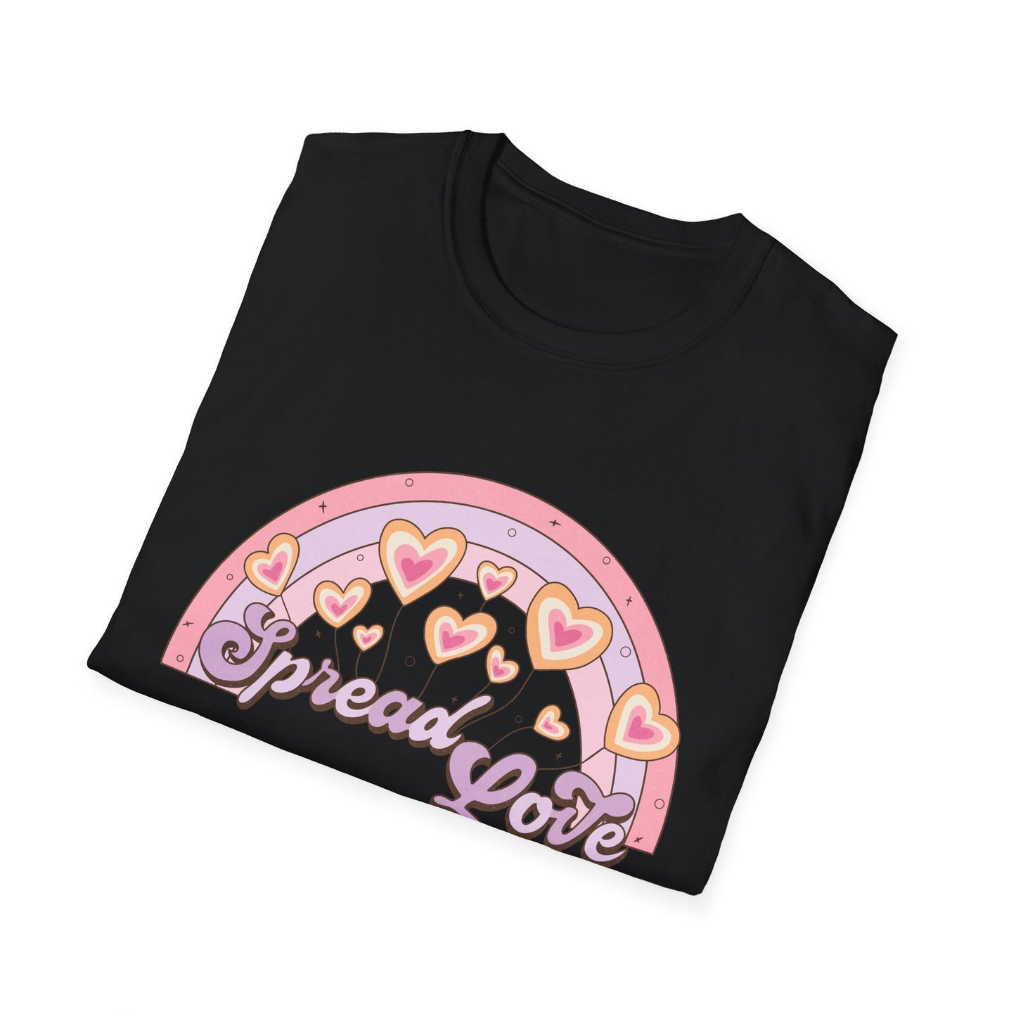 Groovy Spread Love T-Shirt | Retro Pastel Hearts Rainbow Tee | Empowering Positive Vibes for Women & Teens | Cute & Inspiring Gift