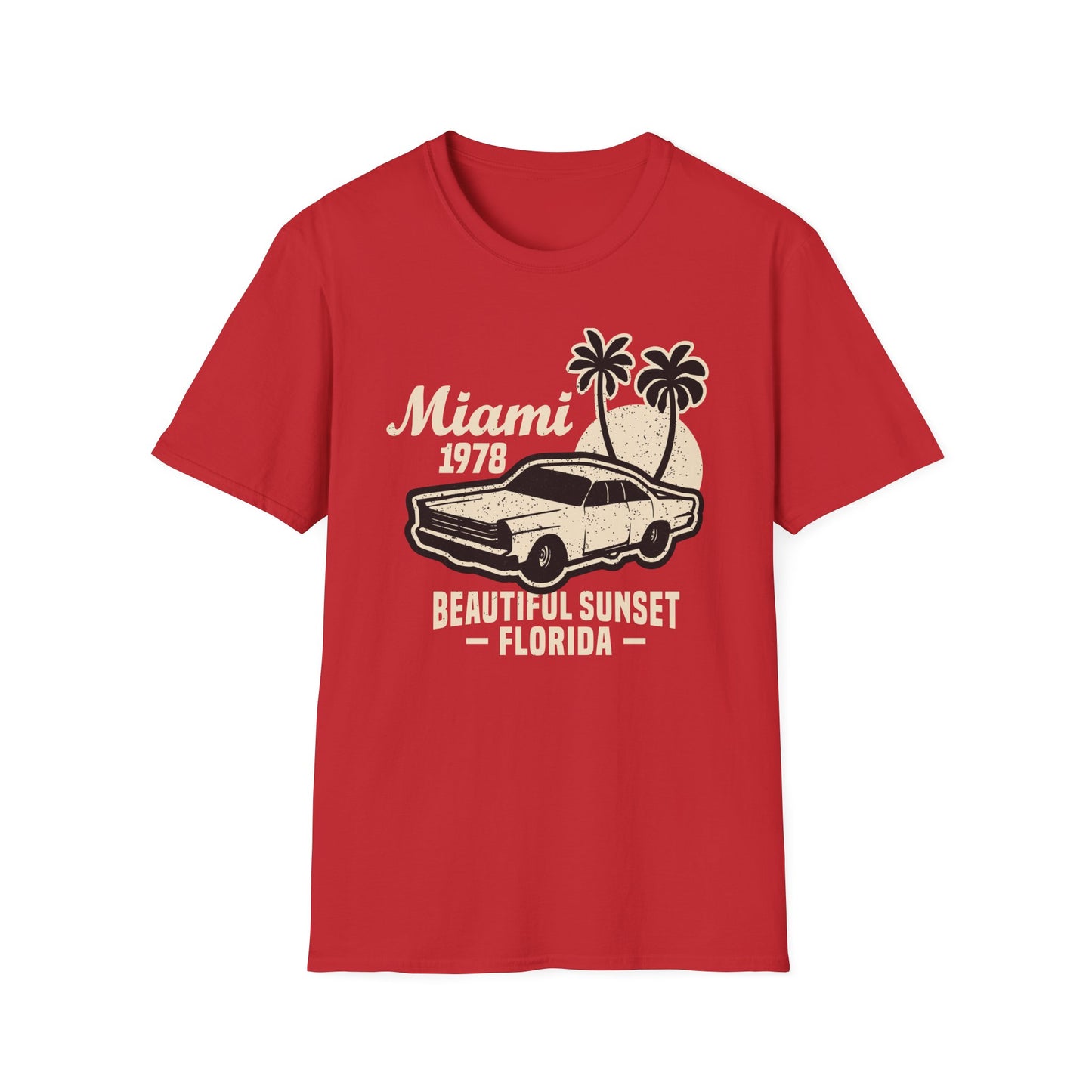 Iconic Miami 1978 Classic Car T-Shirt | Vintage Florida Sunset Retro Tee for Men & Women