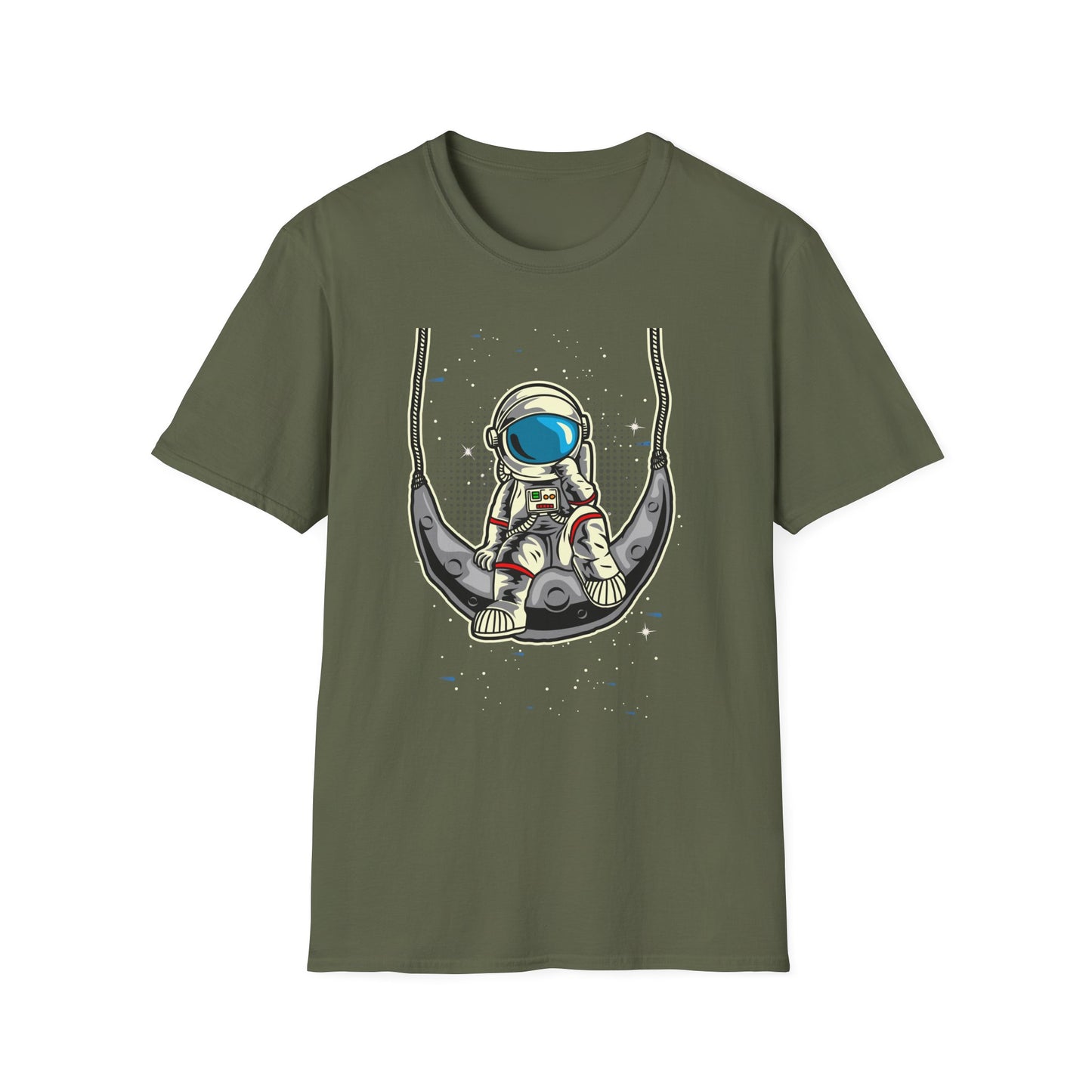 Cosmic Dreamer Astronaut Moon Swing T-Shirt | Unique Space Explorer Tee for Stargazers & Sci-Fi Fans