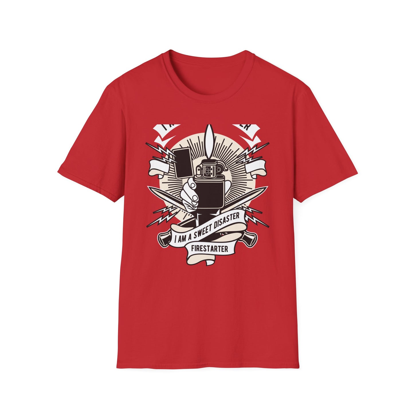 Firestarter Sweet Disaster T-Shirt - Iconic Lighter Flame Graphic Tee for Rebels & Music Lovers