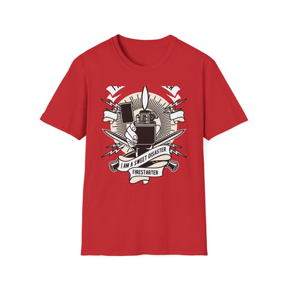 Firestarter Sweet Disaster T-Shirt - Iconic Lighter Flame Graphic Tee for Rebels & Music Lovers