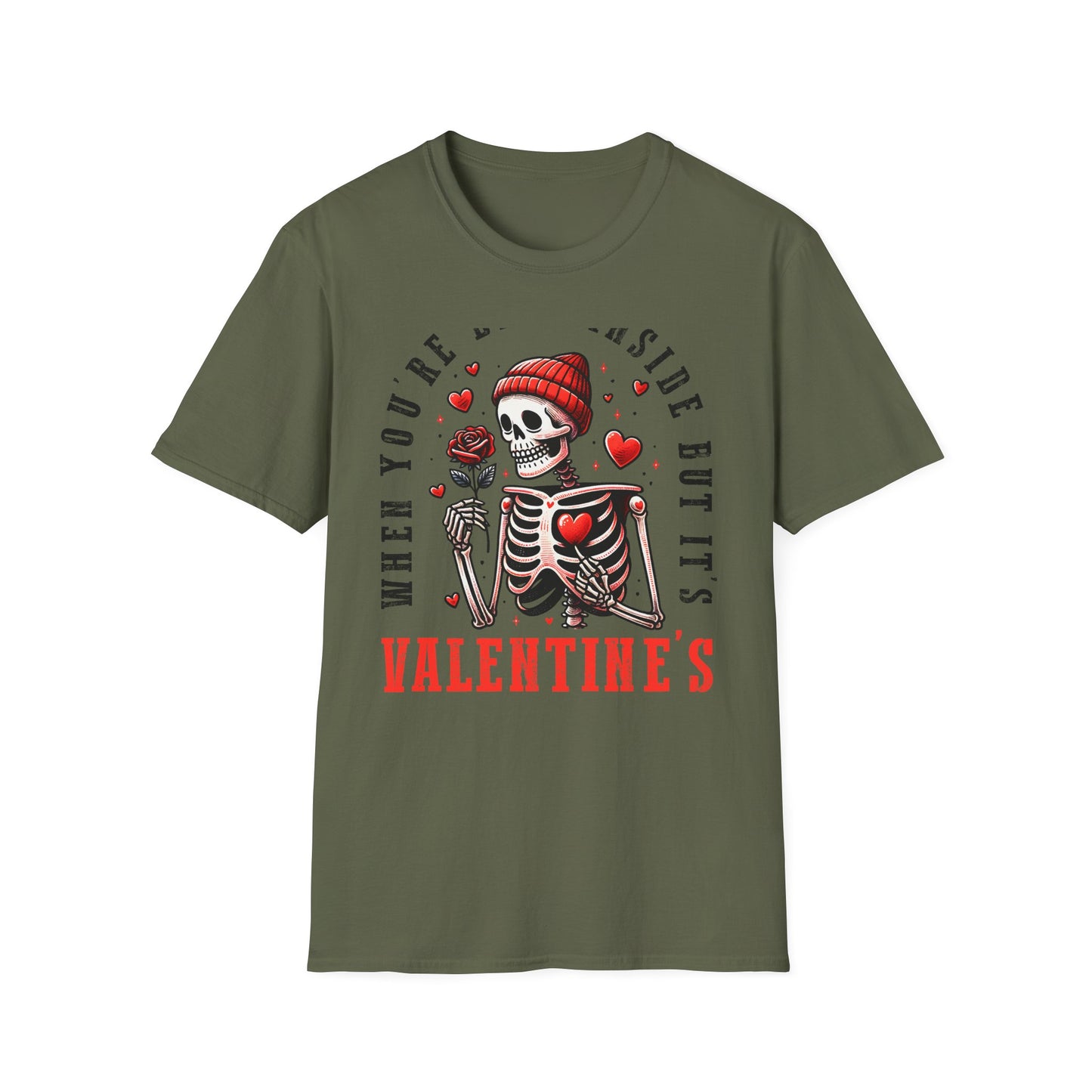 Awesome 'Dead Inside' Skeleton Valentine's T-Shirt | Unique Sarcastic Anti-Love Tee Gift for Emo & Goth Souls