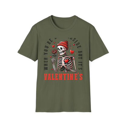 Awesome 'Dead Inside' Skeleton Valentine's T-Shirt | Unique Sarcastic Anti-Love Tee Gift for Emo & Goth Souls