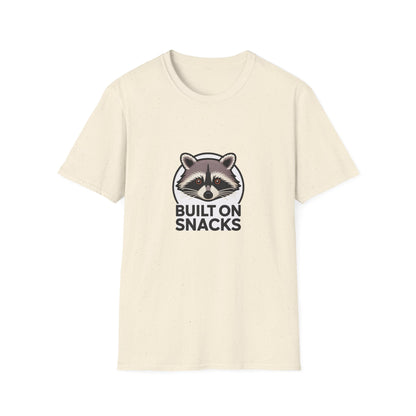 Awesome Raccoon 'Built On Snacks' T-Shirt - Hilarious Foodie Animal Tee | Ultimate Snack Lover Gift & Cozy Casual Wear