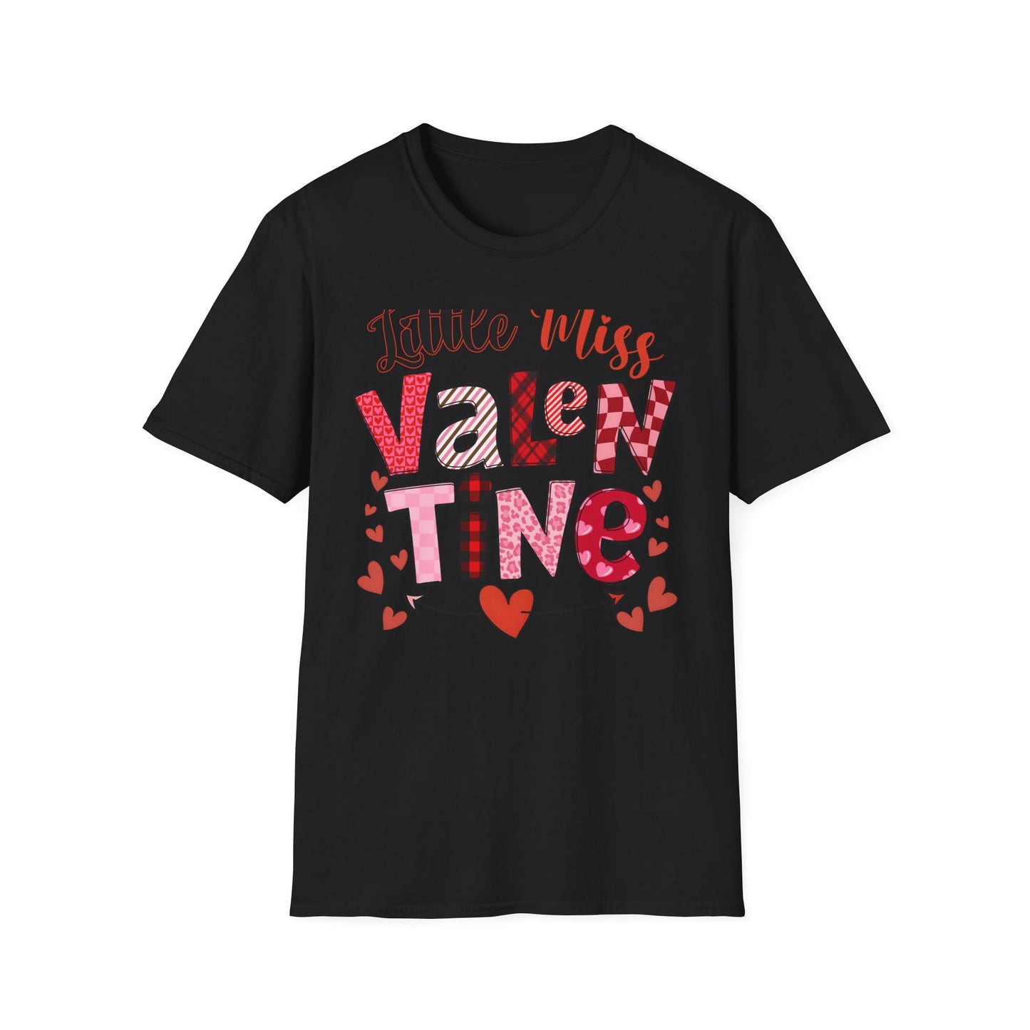 Charming Little Miss Valentine T-Shirt | Girls' Trendy Mixed Pattern Heart Day Tee