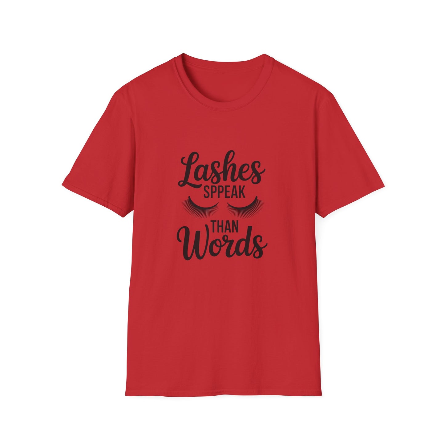 Chic 'Lashes Speak Than Words' T-Shirt | Glamorous Eyelash Design Tee for Beauty Lovers & Makeup Artists