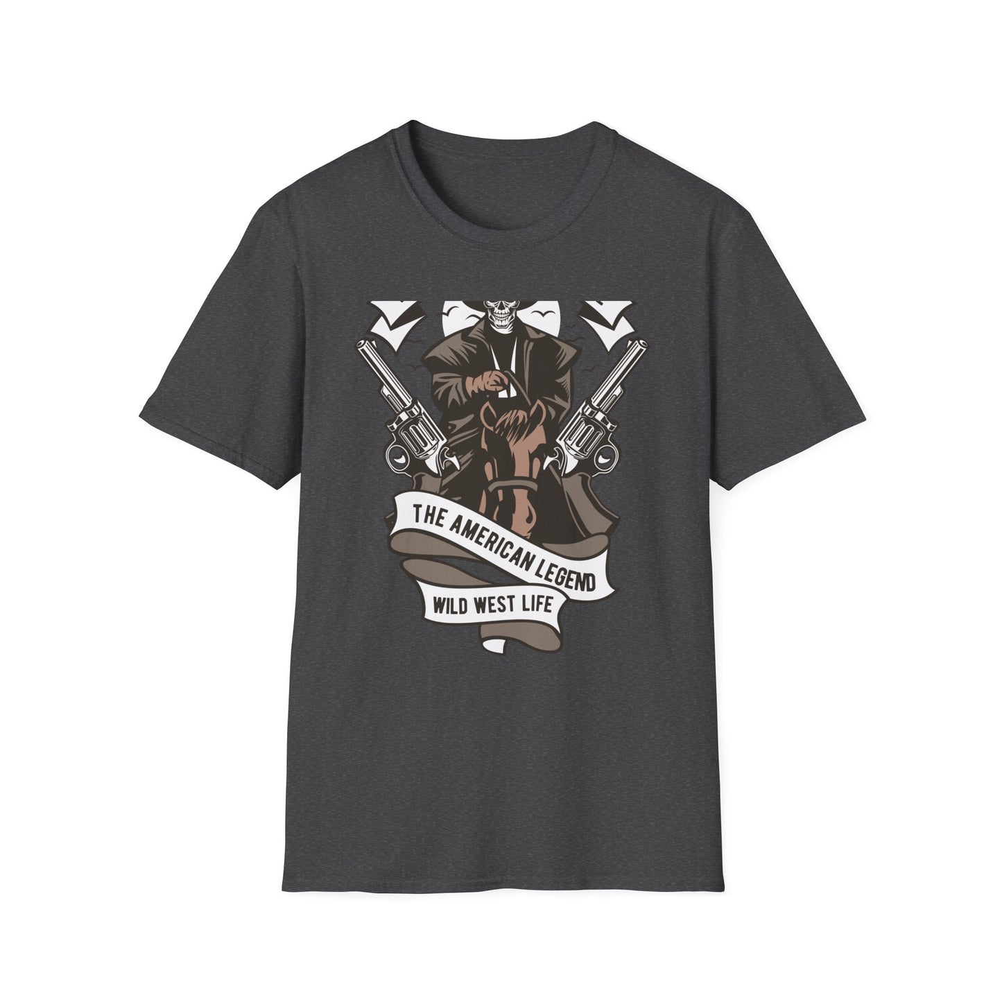 Legendary Wild West Skeleton Cowboy T-Shirt - Iconic American Legend & Vintage Outlaw Rider Tee for Men, Epic Western Culture Fan Gift