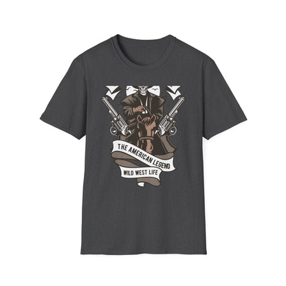 Legendary Wild West Skeleton Cowboy T-Shirt - Iconic American Legend & Vintage Outlaw Rider Tee for Men, Epic Western Culture Fan Gift