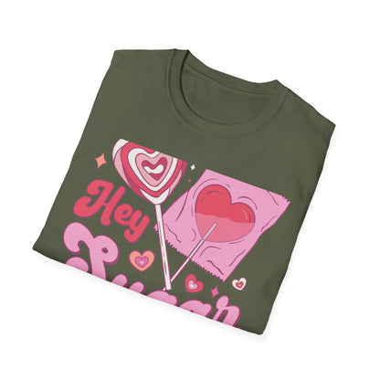Hey Sugar Retro T-Shirt | Sweet Heart Lollipop & Candy Tee | Valentine's Day Love Gift | Cute Groovy Pink Design for Her