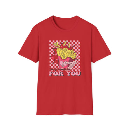 I Only Have Fries For You T-Shirt | Edgy Skeleton Hand & Broken Heart Fries Tee | Funny Foodie Alt Aesthetic Pink & Black Top