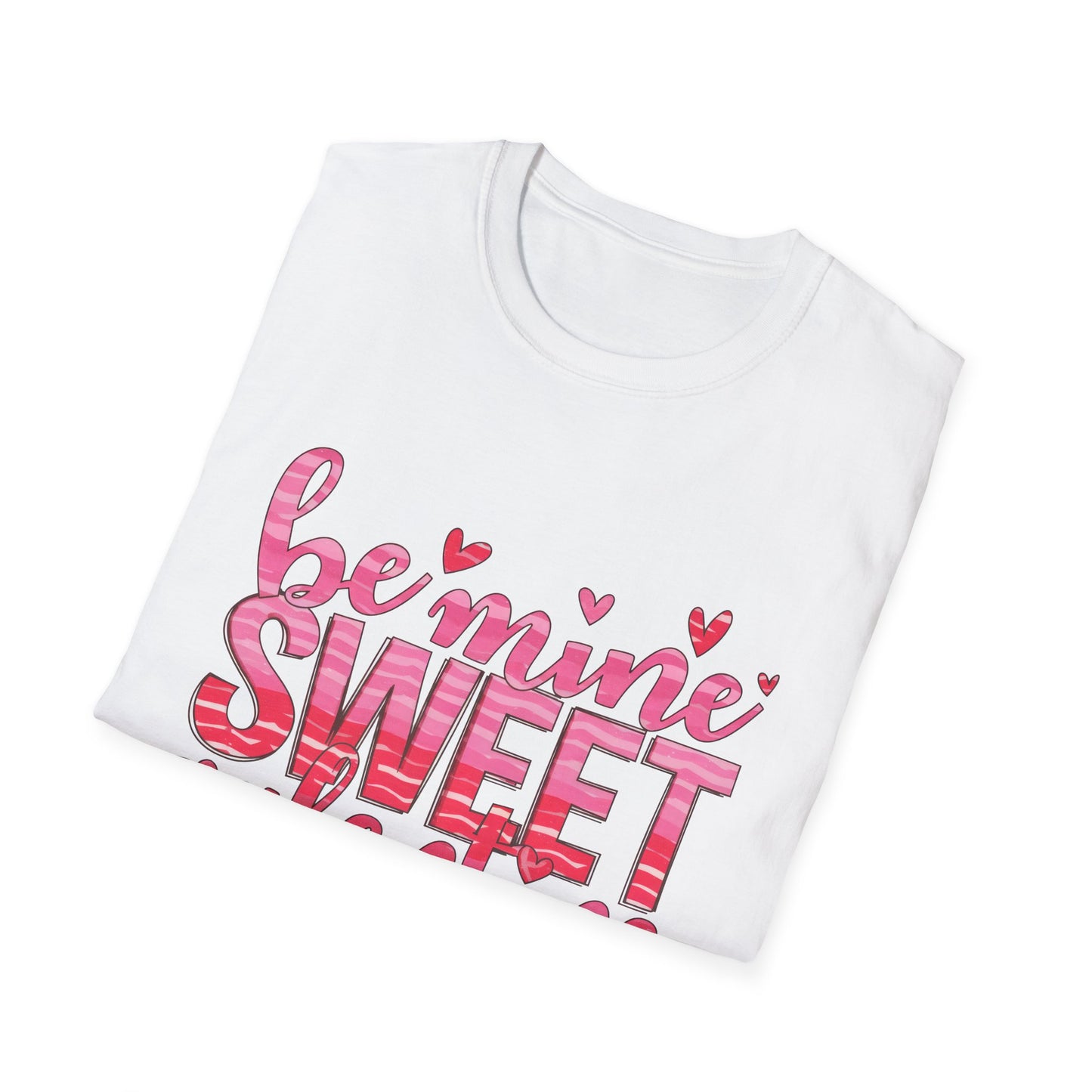 Charming "Be Mine Sweet Valentine" T-Shirt | Adorable Pink Hearts & Glitter Print | Perfect Romantic Gift Tee for Her
