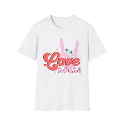 Epic Groovy 'Love Rocks' T-Shirt | Retro Rock On Hand Gesture Tee | Vibrant Vintage Music Lover Top