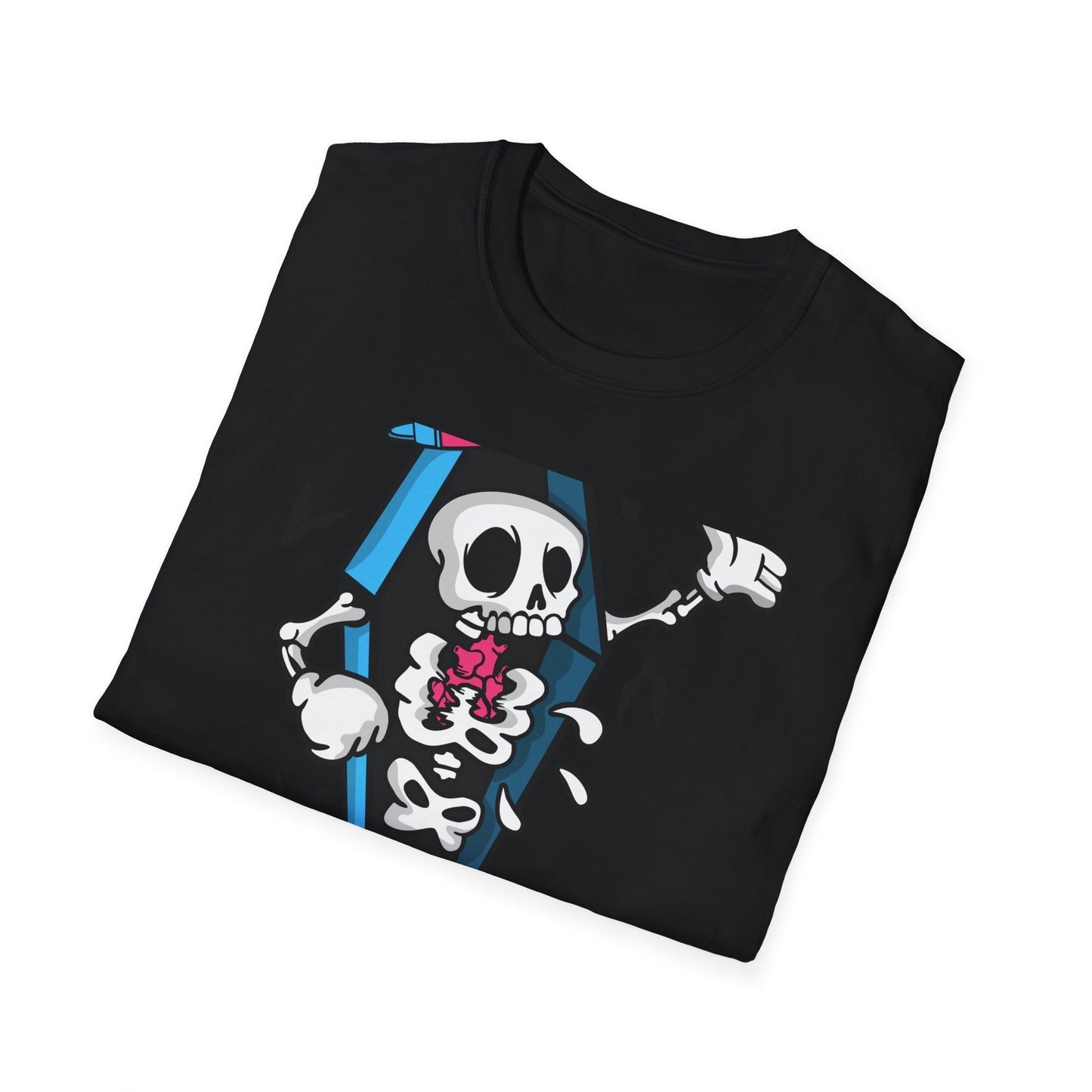 Hip Hop Skeleton Coffin Tee | Spooky Cool Streetwear T-Shirt with Sneakers & Bats | Unique Urban Style Graphic