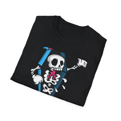 Hip Hop Skeleton Coffin Tee | Spooky Cool Streetwear T-Shirt with Sneakers & Bats | Unique Urban Style Graphic