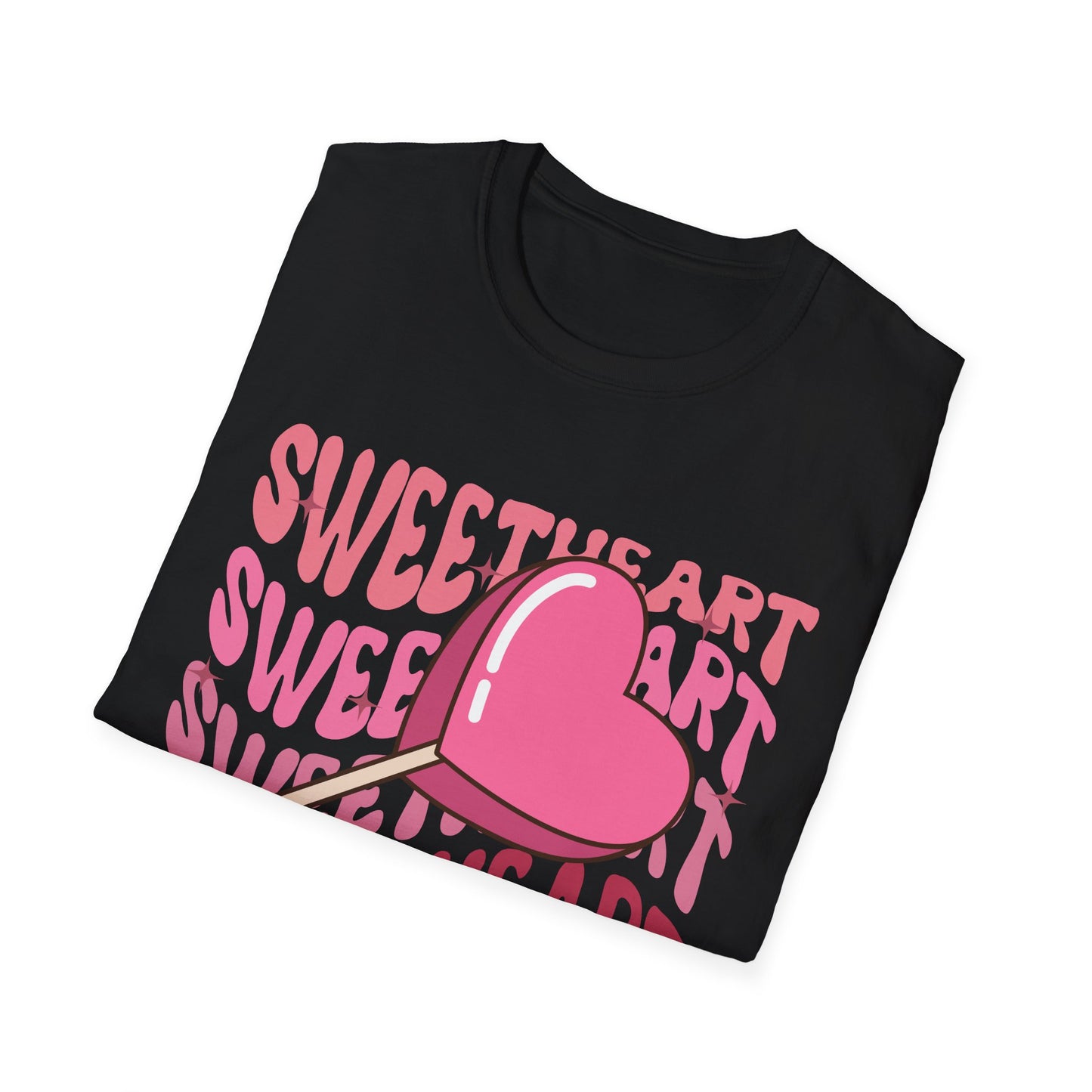 Charming Sweetheart Heart Lollipop T-Shirt - Groovy Retro Valentine's Day Gift for Her!