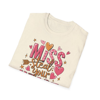 Miss Steal Your Heart T-Shirt | Adorable Valentine's Day Love Tee | Pink Leopard Print & Cupid's Arrow Shirt