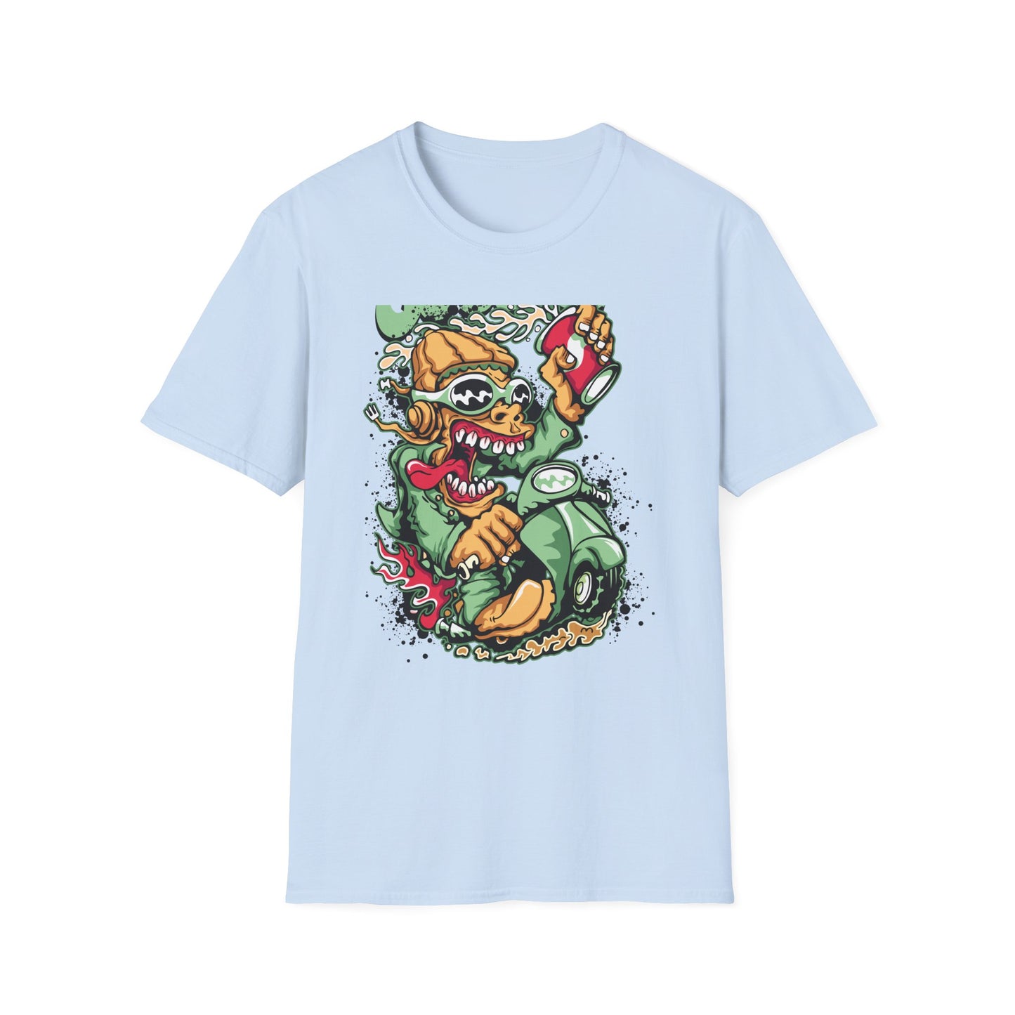 Rad Go Scoot Monster Rider T-Shirt - Unique Urban Cartoon Scooter Streetwear Tee
