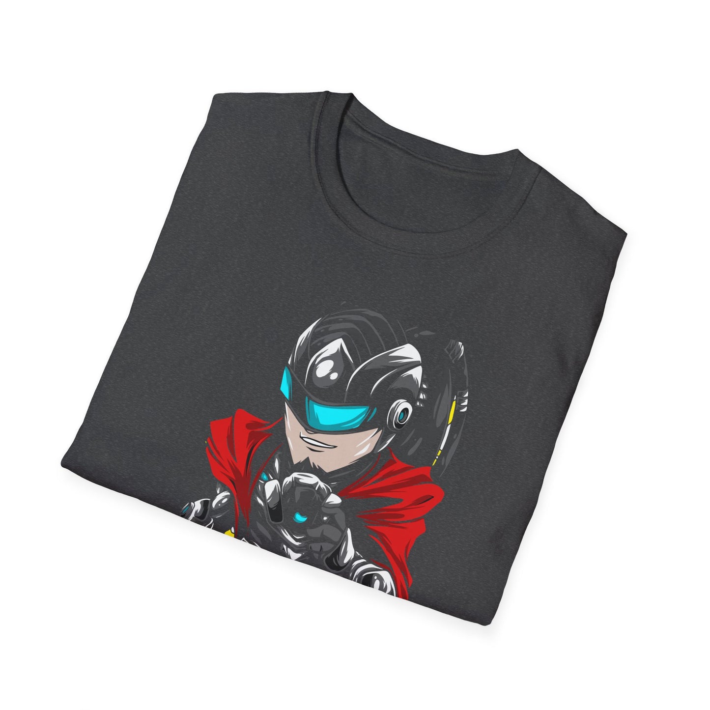 Dynamic Cyberpunk Graffiti T-Shirt - Futuristic Street Art Hero Tee for Gamers & Urban Artists