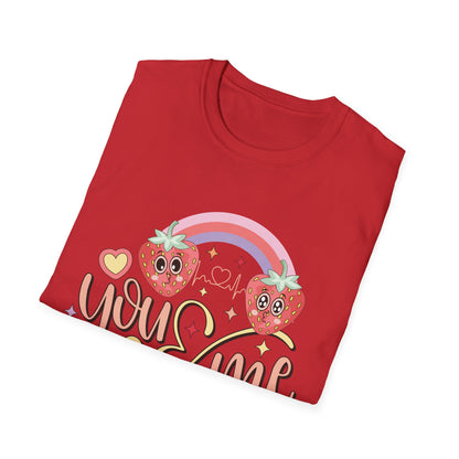 Adorable You & Me Strawberry Couple T-Shirt - Sweet Kawaii Love Design, Perfect Romantic Valentine's Day Gift