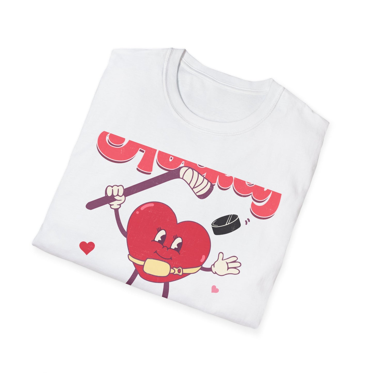 Groovy Hockey Is My Valentine T-Shirt - Cute Retro Heart Hockey Fan Tee - Perfect Valentine's Day Gift for Ice Hockey Lovers