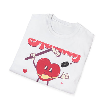 Groovy Hockey Is My Valentine T-Shirt - Cute Retro Heart Hockey Fan Tee - Perfect Valentine's Day Gift for Ice Hockey Lovers