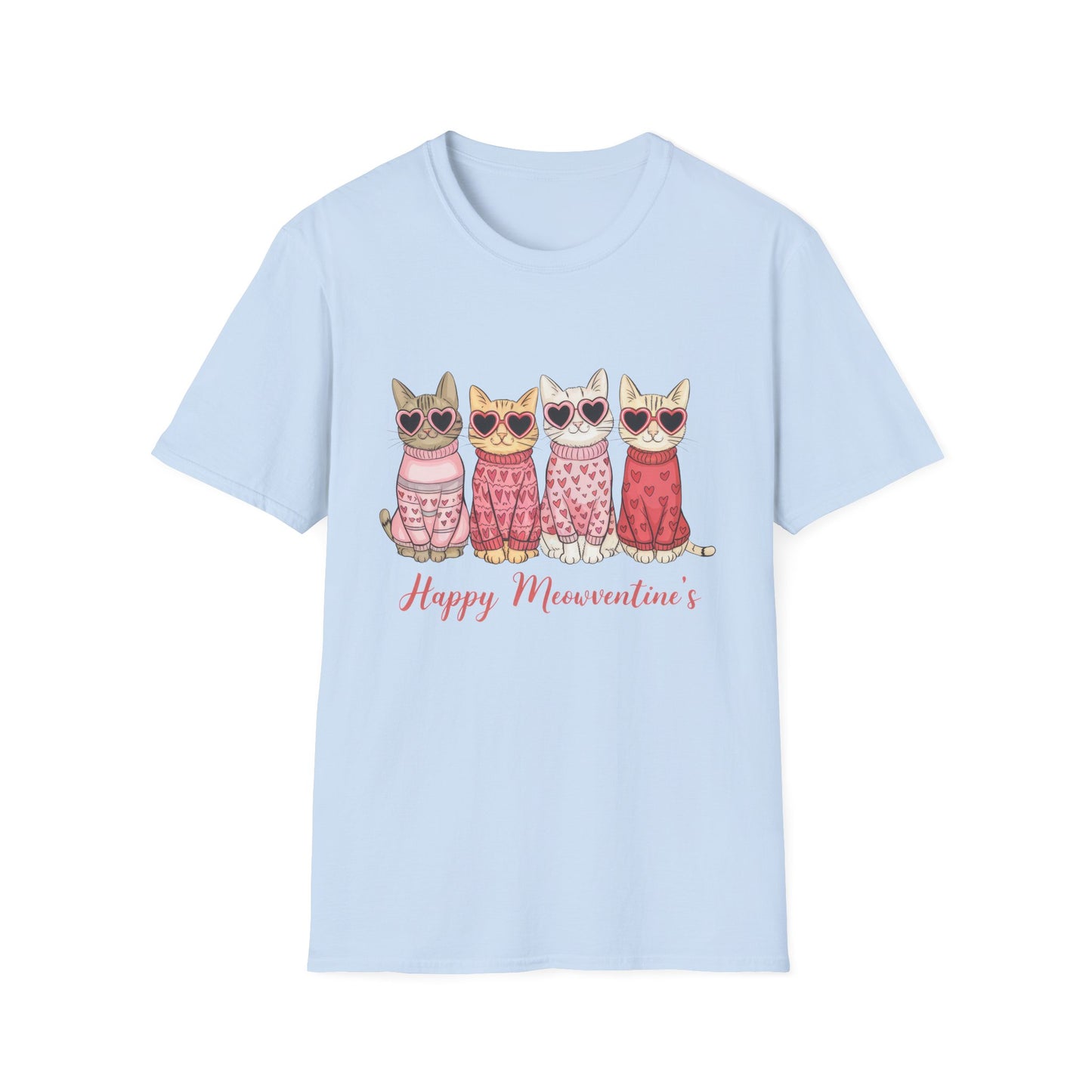Purrfect Happy Meowwventine's T-Shirt | Adorable Cats with Heart Sunglasses | Unique Valentine's Day Gift for Cat Lovers