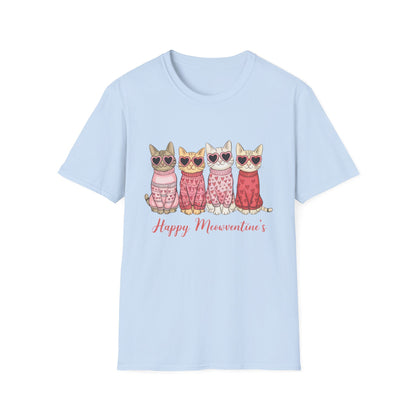 Purrfect Happy Meowwventine's T-Shirt | Adorable Cats with Heart Sunglasses | Unique Valentine's Day Gift for Cat Lovers
