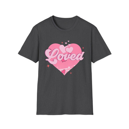 Loved Pink Heart T-Shirt | Trendy Aesthetic Graphic Tee for Women | Cute Self-Love & Valentine's Day Gift