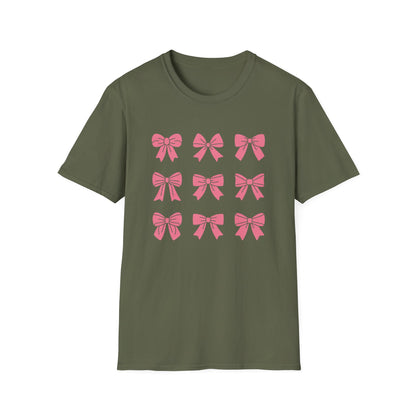 Charming Pink Bows T-Shirt | Adorable Coquette Aesthetic Tee for Women & Girls | Sweet Girly Fashion Top Gift