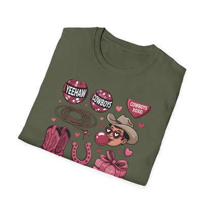 Howdy Valentine Cowboy T-Shirt | Sweet Western Love & YEEHAW Disco Heart Tee for Her | Unique Valentine's Day Gift