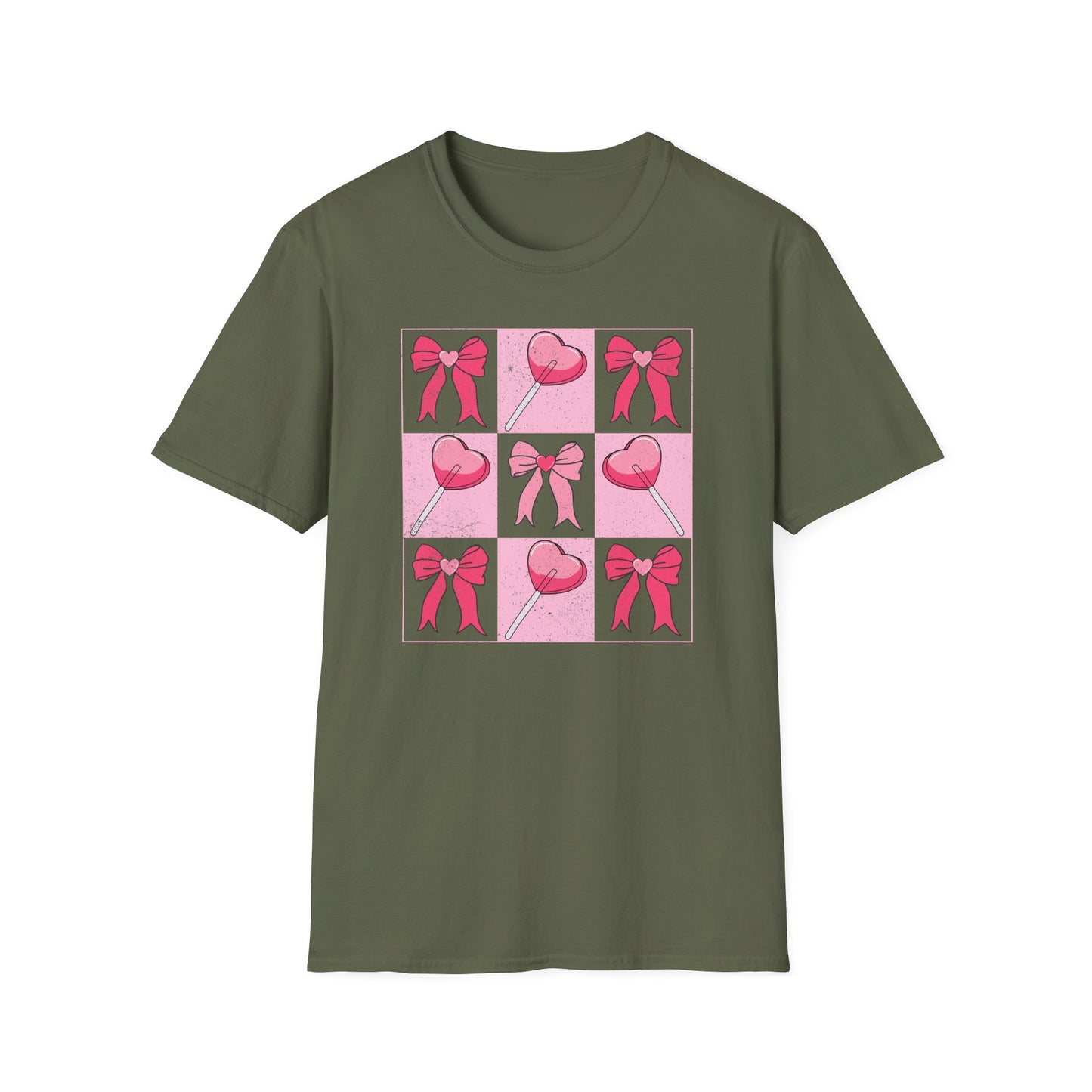 Distressed Pink Bows & Heart Lollipops T-Shirt | Sweet Grunge Love Core Aesthetic Tee for Women & Teens