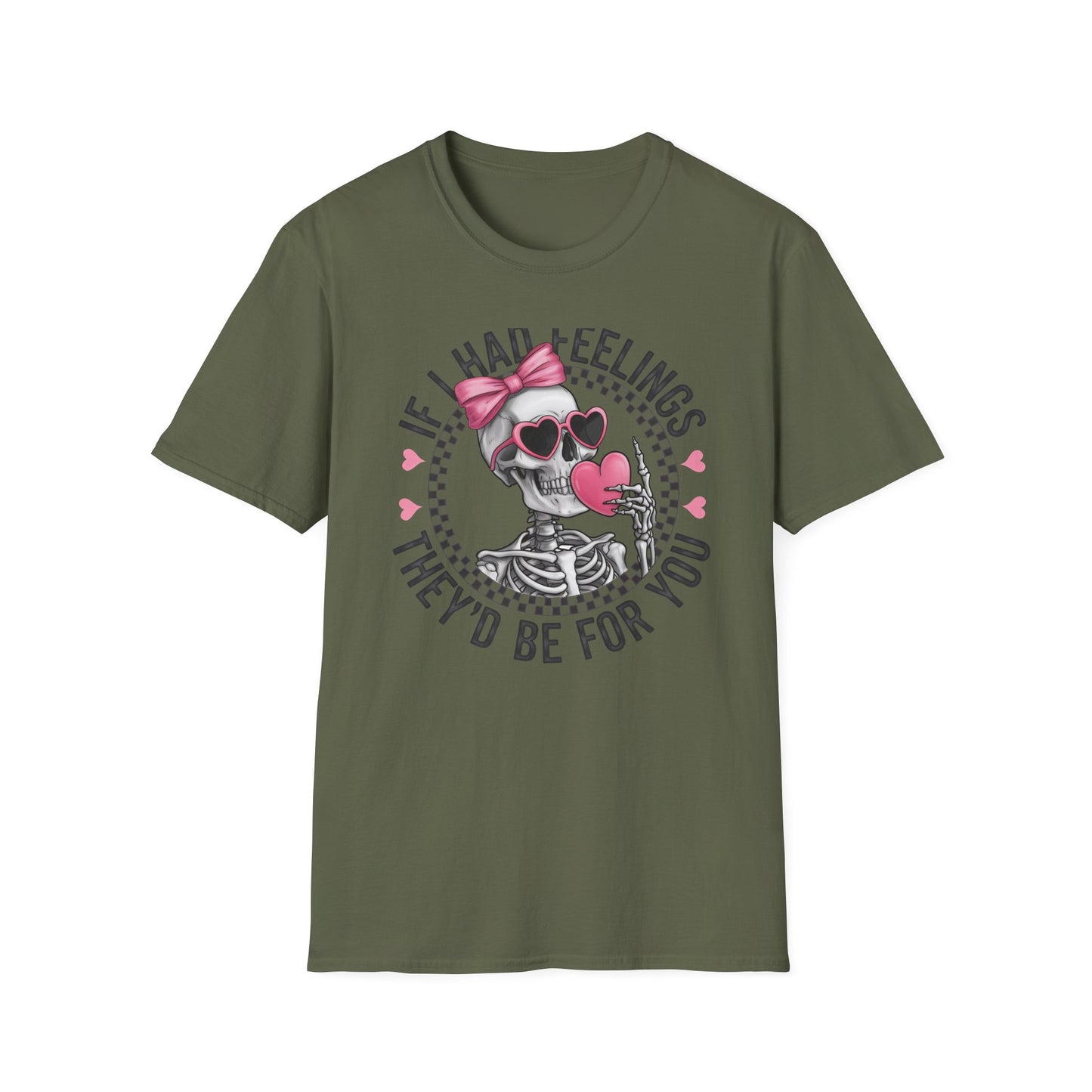 Sarcastic Skeleton Love T-Shirt | Edgy Pink Heart Sunglasses & Bow Graphic Tee | Funny Valentine's Day Gift for Her