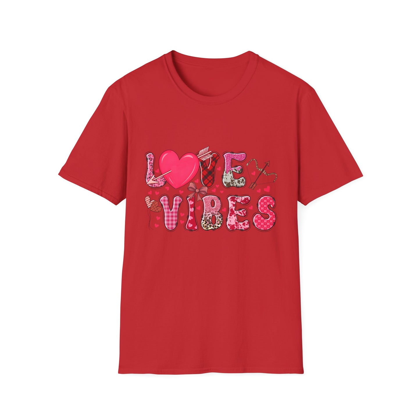 Charming Love Vibes T-Shirt | Trendy Valentine's Day Hearts, Plaid & Leopard Print Tee for Women