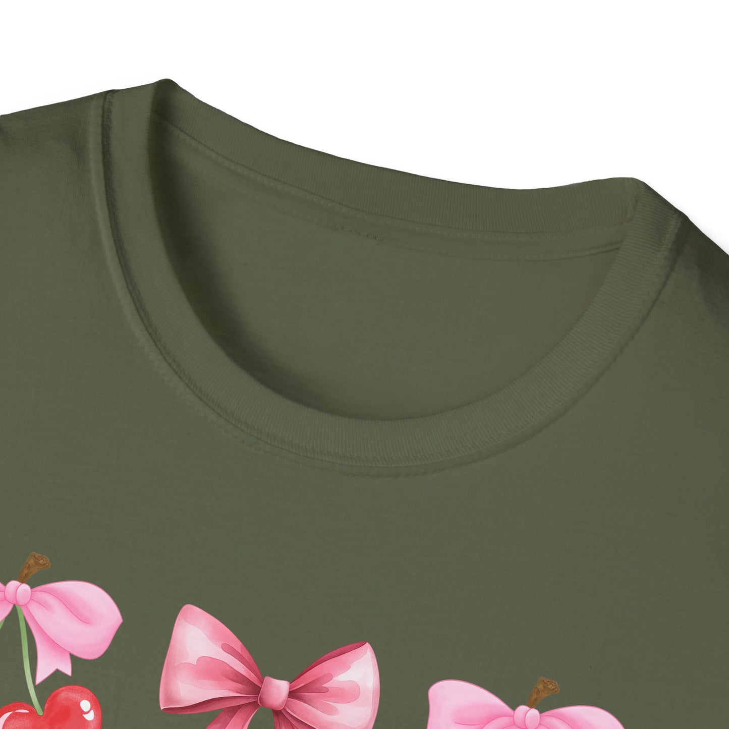 Delightful Pink Bow & Heart Cherry T-Shirt - Adorable Lovecore Aesthetic Tee for Her | Sweet Valentine's Gift