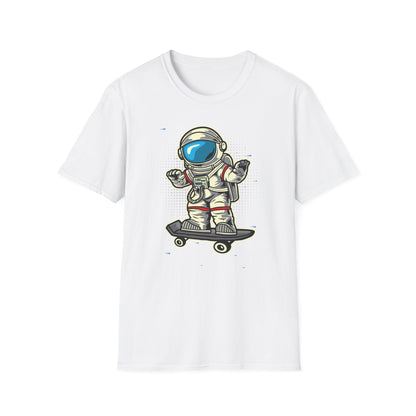 Radical Astronaut Skateboard T-Shirt | Awesome Space Skater Graphic Tee for Sci-Fi & Skate Fans | Unisex Stellar Design