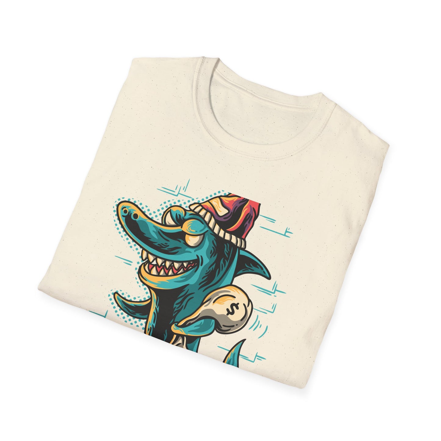 Epic Shark Mafia T-Shirt – Cool Urban Gangster Shark Tee with Money Bag | Unique Streetwear Graphic for Men & Teens