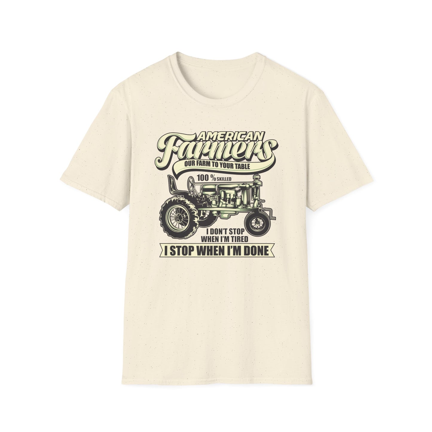Dedicated American Farmers T-Shirt | Vintage Tractor Farm Life Tee | 'I Stop When I'm Done' Hard Work Agriculture Shirt Gift