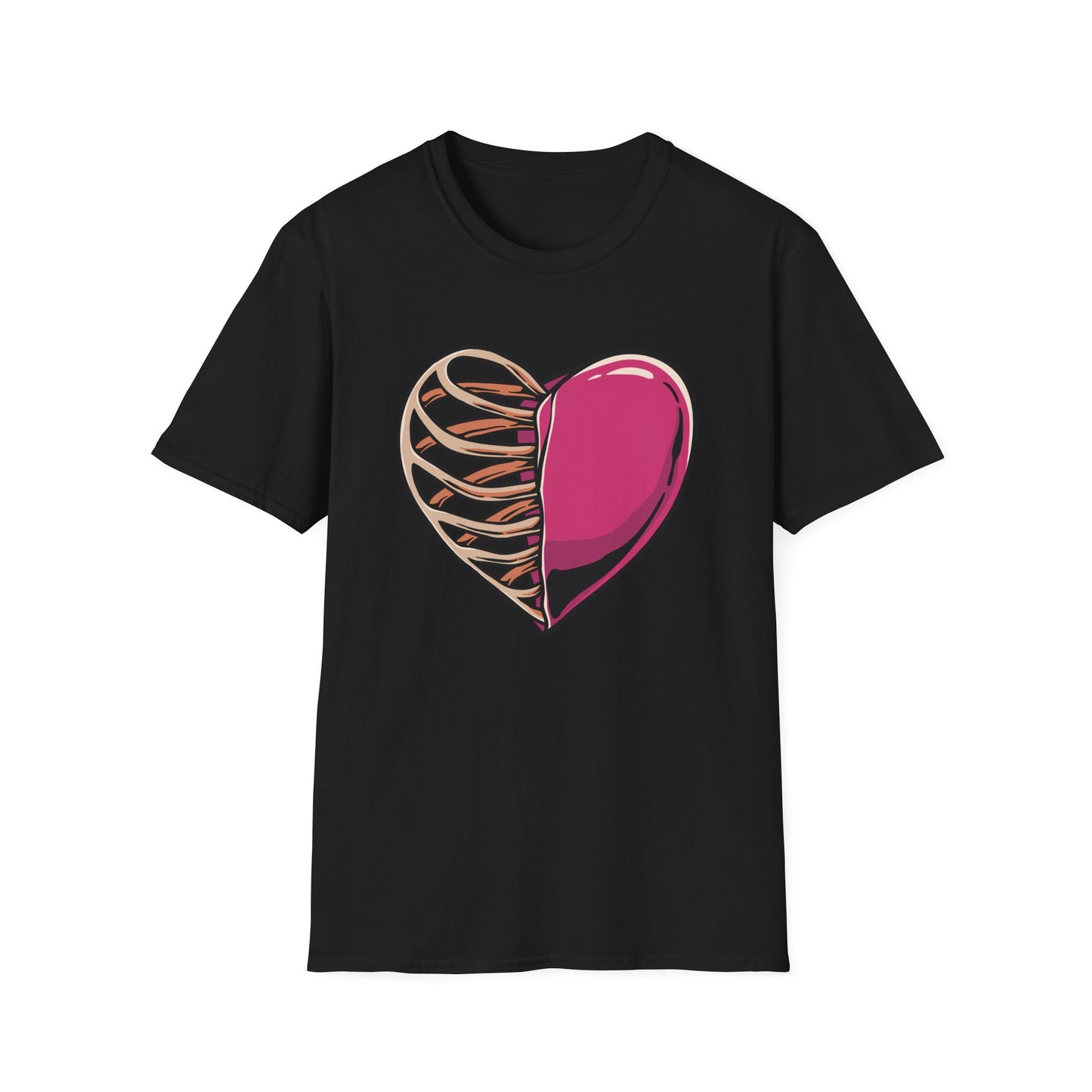 Intriguing Half Heart Rib Cage T-Shirt | Unique Anatomical Love & Vulnerability Tee Design