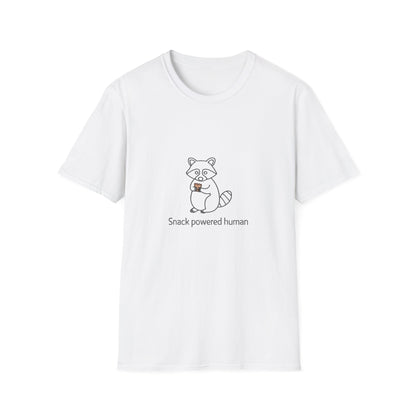 Hilarious "Snack Powered Human" Raccoon T-Shirt - Cute Animal Tee for Foodies & Snack Lovers. Must-Have Funny Graphic Tee!