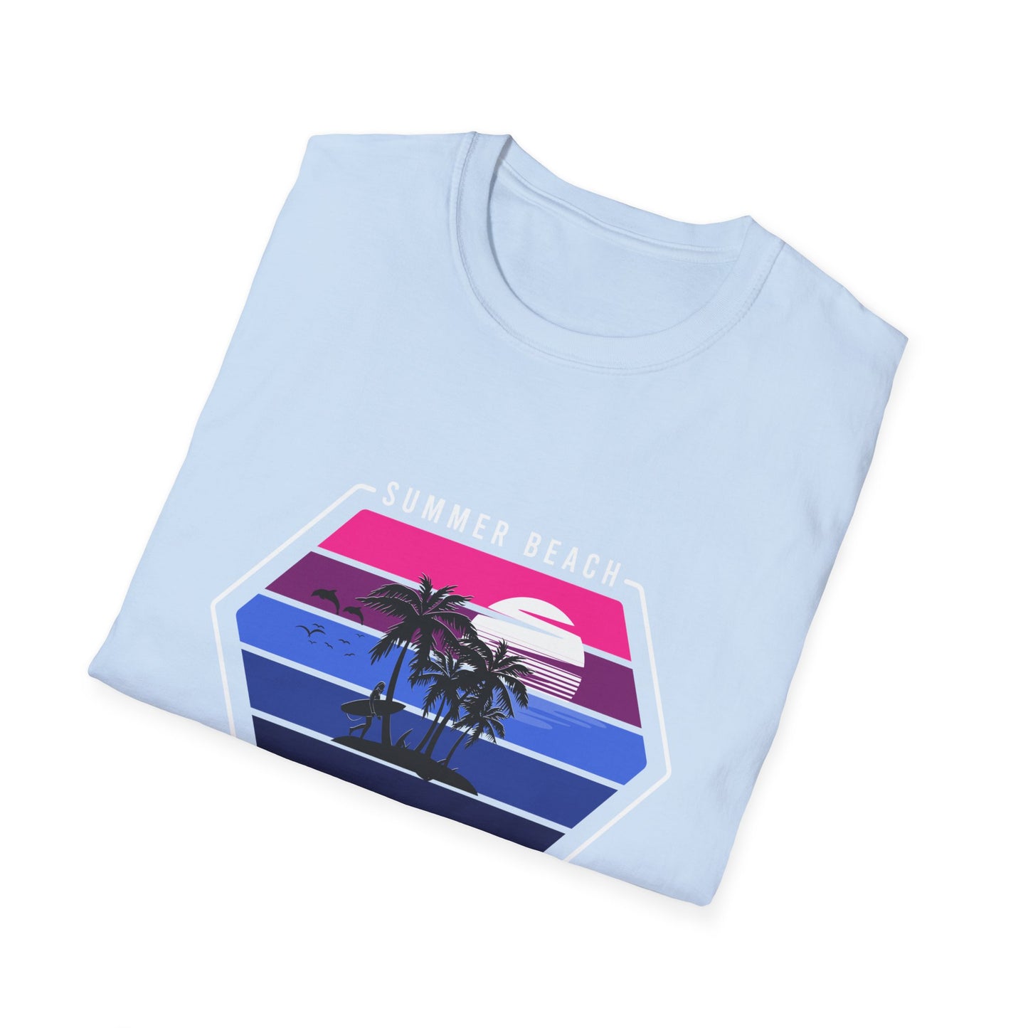 Vibrant Retro Sunset Surfer T-Shirt | Ultimate Beach Paradise Vacation Tee for Summer Lovers